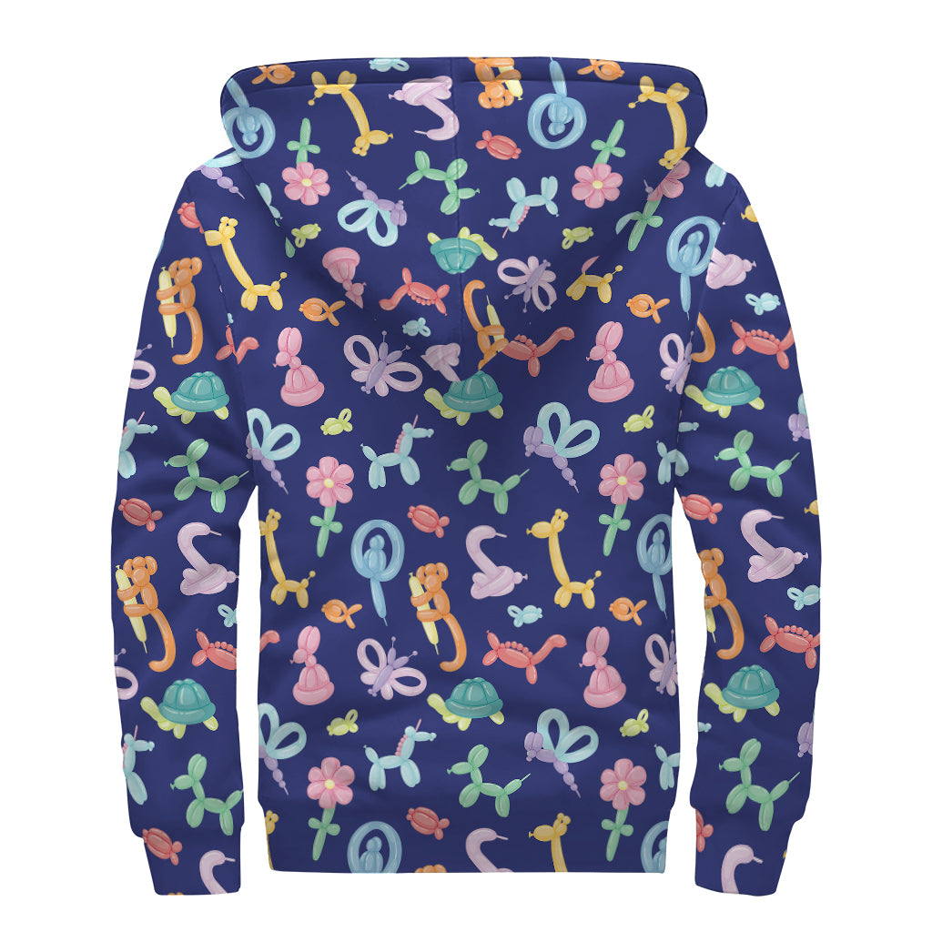 Animal Balloon Pattern Print Sherpa Lined Zip Up Hoodie