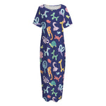 Animal Balloon Pattern Print Short Sleeve Long Nightdress