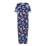 Animal Balloon Pattern Print Short Sleeve Long Nightdress