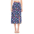 Animal Balloon Pattern Print Side Slit Midi Skirt