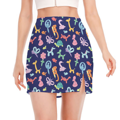 Animal Balloon Pattern Print Side Slit Mini Skirt