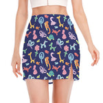 Animal Balloon Pattern Print Side Slit Mini Skirt
