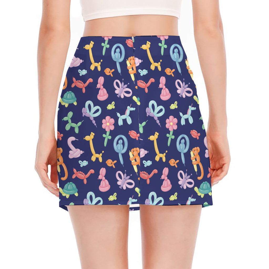 Animal Balloon Pattern Print Side Slit Mini Skirt