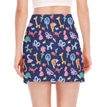 Animal Balloon Pattern Print Side Slit Mini Skirt