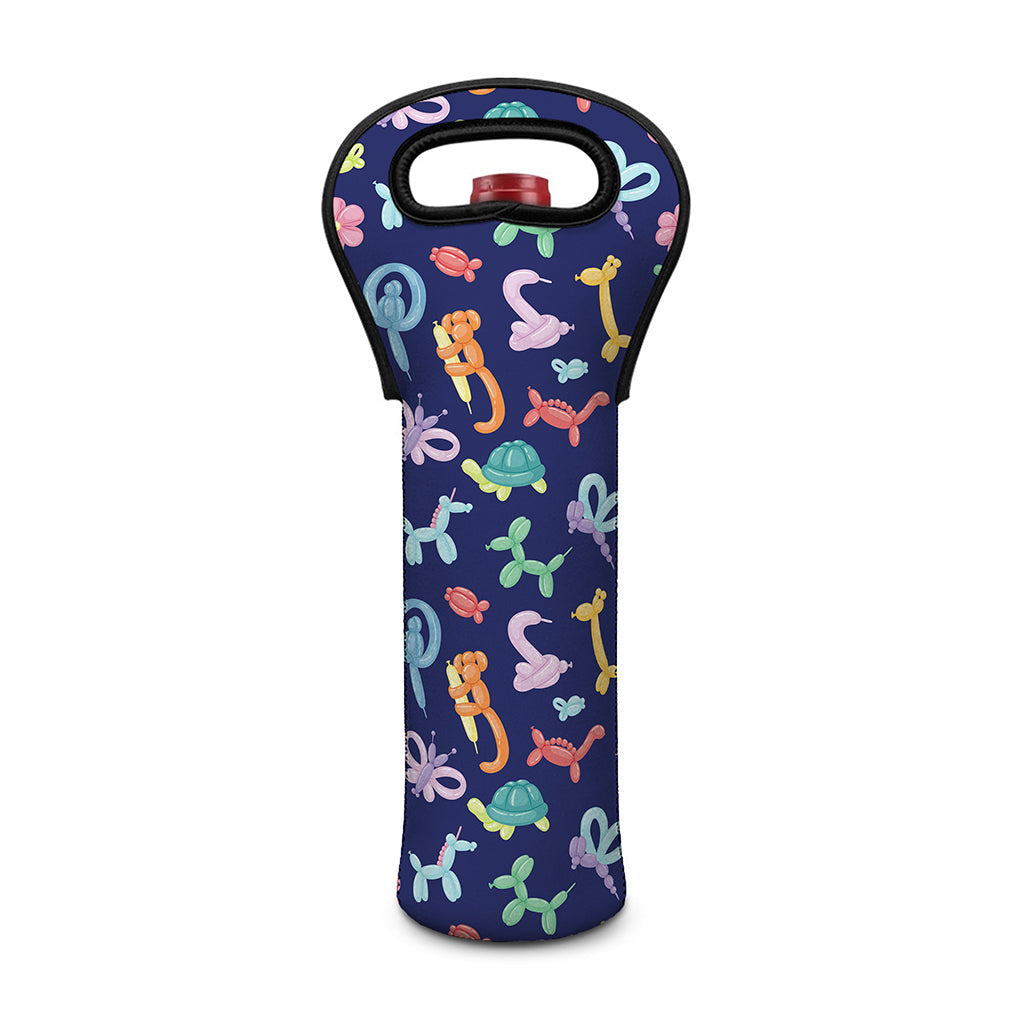 Animal Balloon Pattern Print Single Neoprene Wine Tote