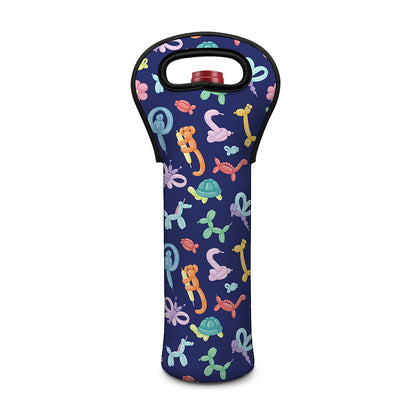 Animal Balloon Pattern Print Single Neoprene Wine Tote