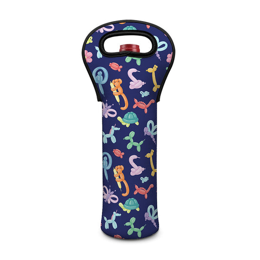 Animal Balloon Pattern Print Single Neoprene Wine Tote