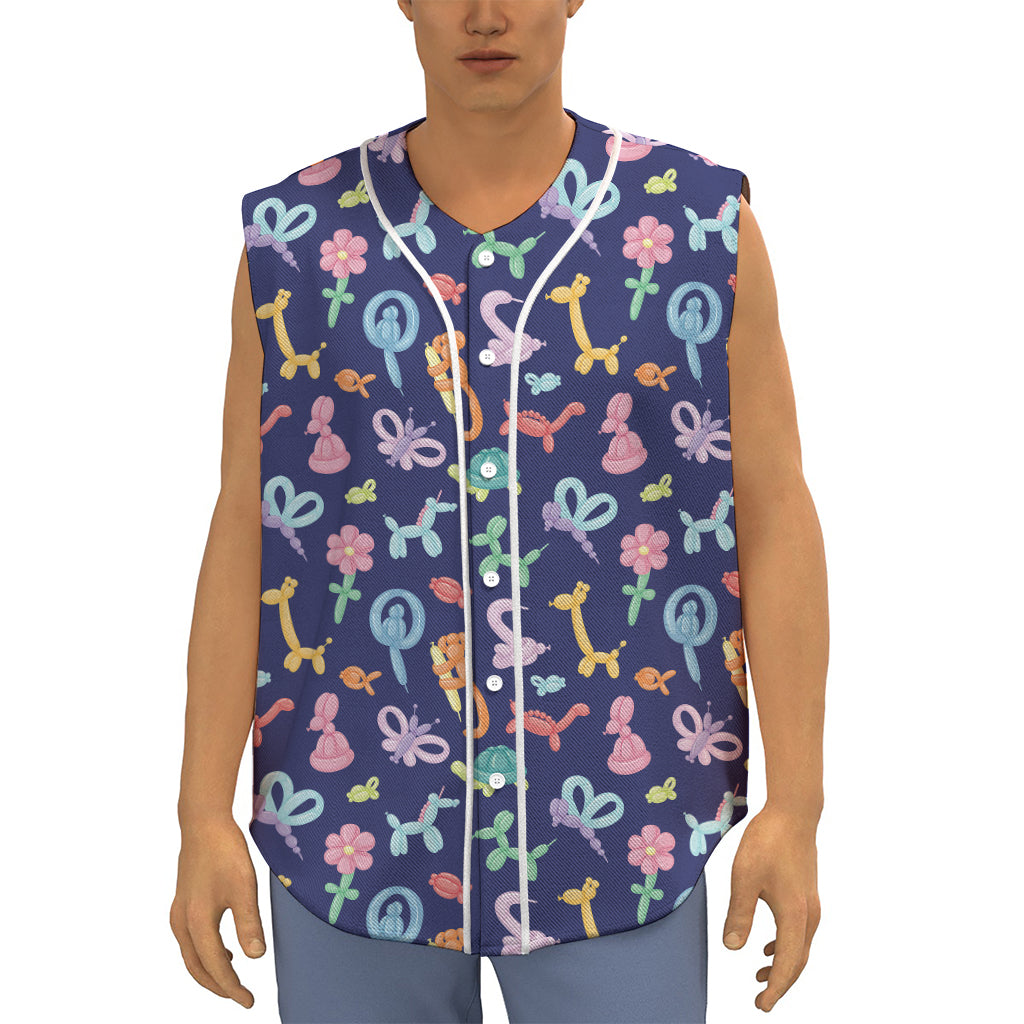 Animal Balloon Pattern Print Sleeveless Baseball Jersey