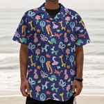 Animal Balloon Pattern Print Textured Short Sleeve Shirt