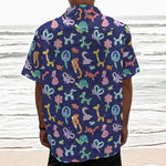 Animal Balloon Pattern Print Textured Short Sleeve Shirt