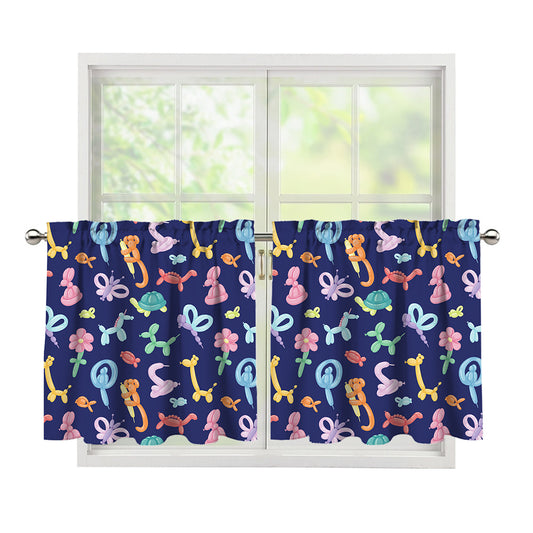 Animal Balloon Pattern Print Tier Curtains