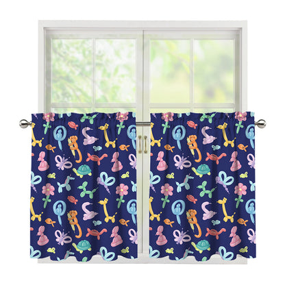 Animal Balloon Pattern Print Tier Curtains