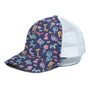 Animal Balloon Pattern Print White Mesh Trucker Cap