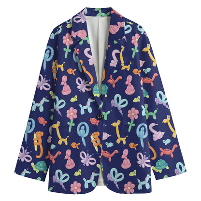 Animal Balloon Pattern Print Women's Cotton Blazer