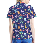Animal Balloon Pattern Print Women's Polo Shirt