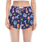 Animal Balloon Pattern Print Women's Split Running Shorts