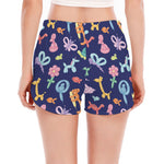 Animal Balloon Pattern Print Women's Split Running Shorts