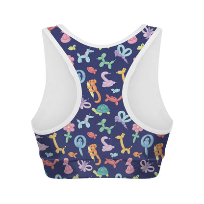 Animal Balloon Pattern Print Women's Sports Bra