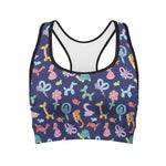 Animal Balloon Pattern Print Women's Sports Bra