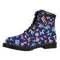 Animal Balloon Pattern Print Padded Collar Lace Up Boots