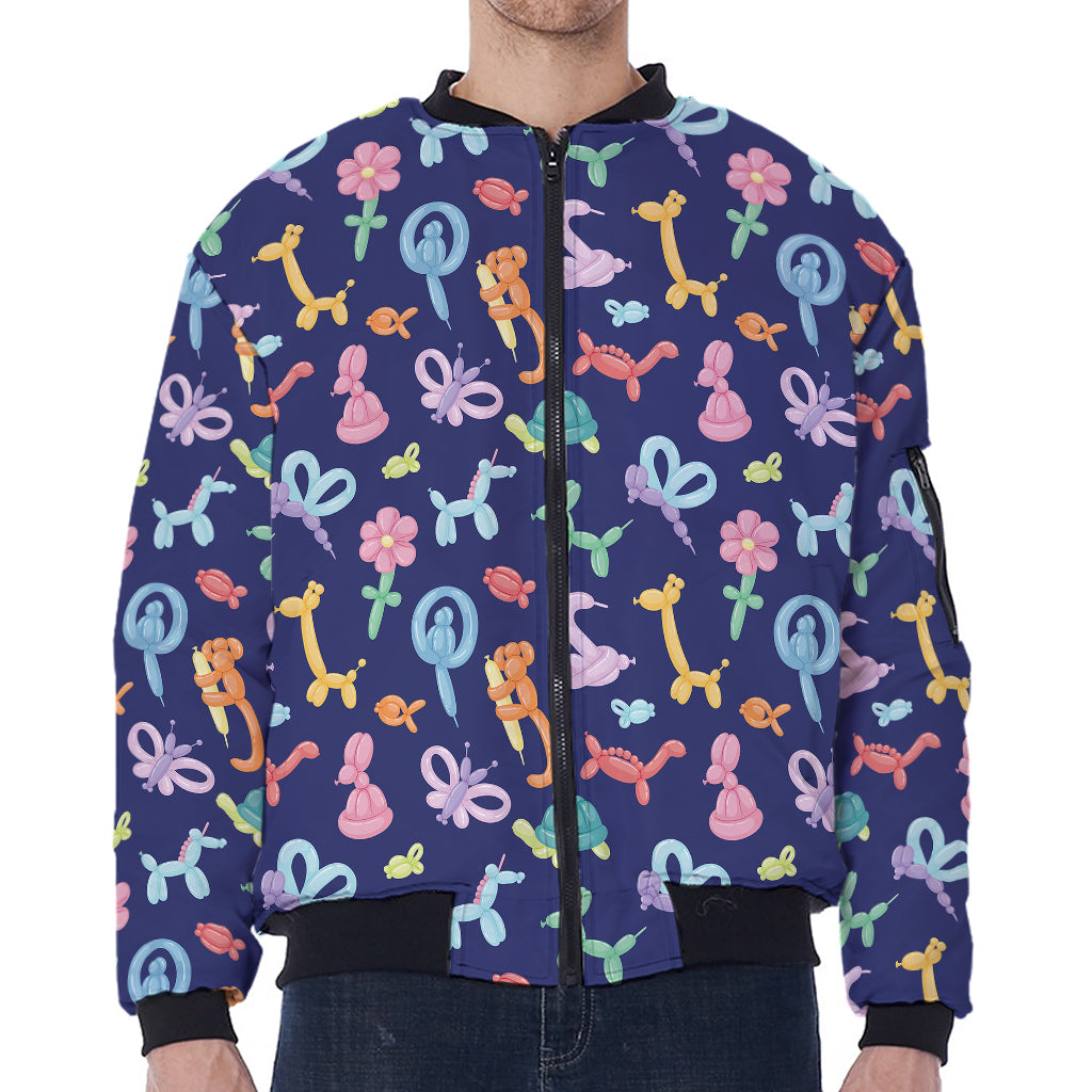 Animal Balloon Pattern Print Zip Sleeve Bomber Jacket