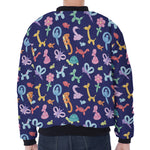 Animal Balloon Pattern Print Zip Sleeve Bomber Jacket