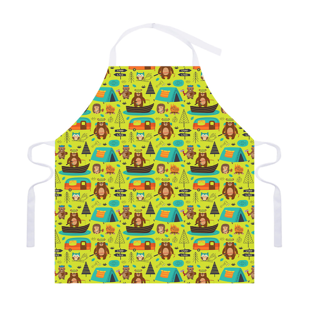 Animal Camping Pattern Print Adjustable Apron