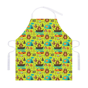 Animal Camping Pattern Print Adjustable Apron