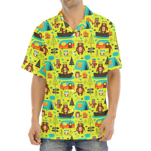 Animal Camping Pattern Print Aloha Shirt