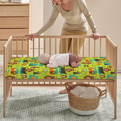 Animal Camping Pattern Print Baby Crib Sheet