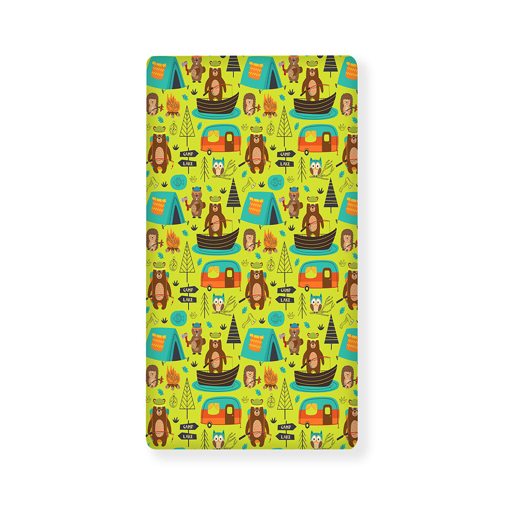 Animal Camping Pattern Print Baby Crib Sheet
