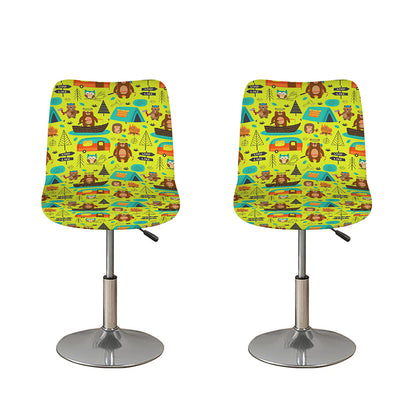 Animal Camping Pattern Print Bar Stool Covers
