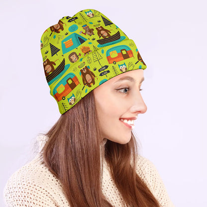 Animal Camping Pattern Print Beanie