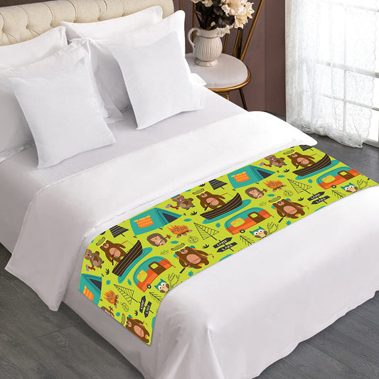 Animal Camping Pattern Print Bed Runner