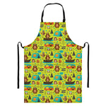 Animal Camping Pattern Print Bib Apron With Pocket