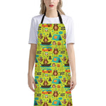 Animal Camping Pattern Print Bib Apron With Pocket