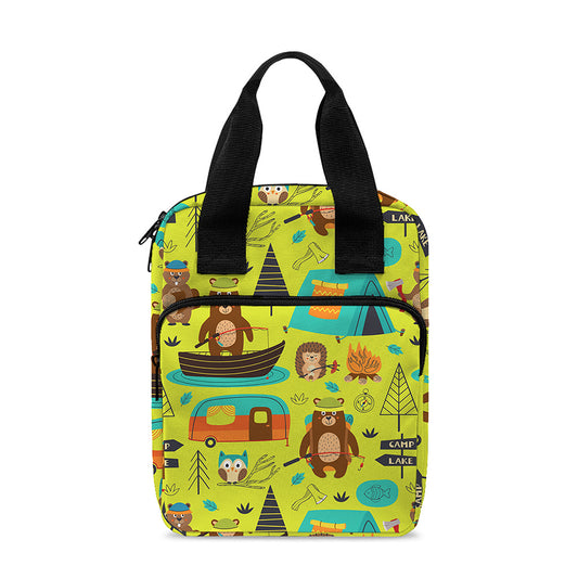 Animal Camping Pattern Print Bible Tote Bag