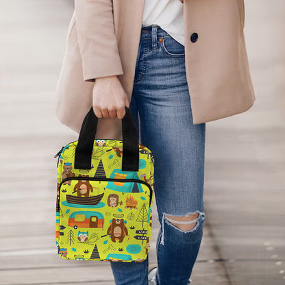 Animal Camping Pattern Print Bible Tote Bag
