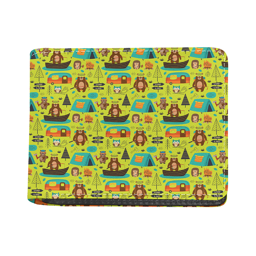 Animal Camping Pattern Print Bifold Wallet