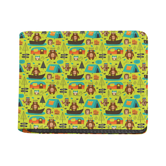 Animal Camping Pattern Print Bifold Wallet
