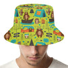 Animal Camping Pattern Print Bucket Hat