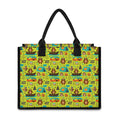 Animal Camping Pattern Print Canvas Tote Bag