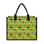 Animal Camping Pattern Print Canvas Tote Bag