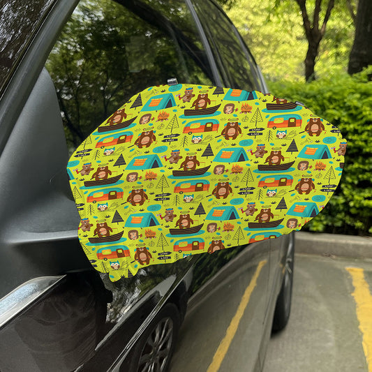 Animal Camping Pattern Print Car Side Mirror Covers
