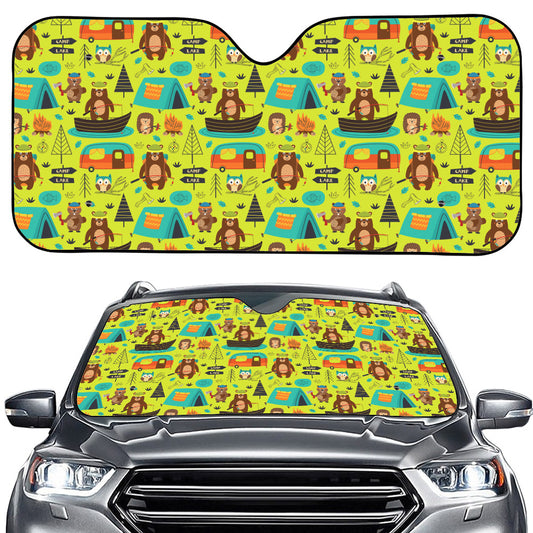 Animal Camping Pattern Print Car Windshield Sun Shade