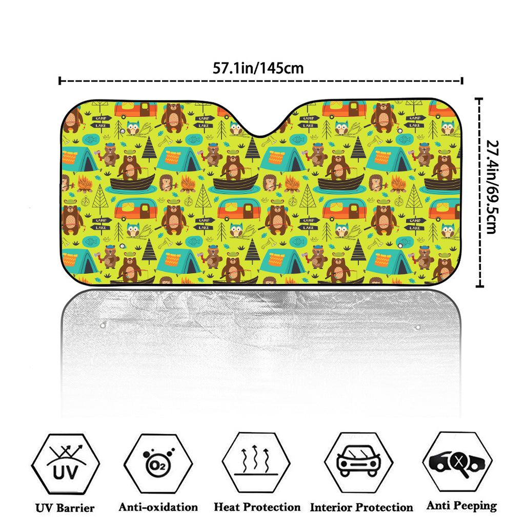 Animal Camping Pattern Print Car Windshield Sun Shade