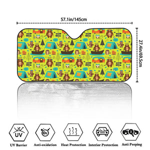 Animal Camping Pattern Print Car Windshield Sun Shade