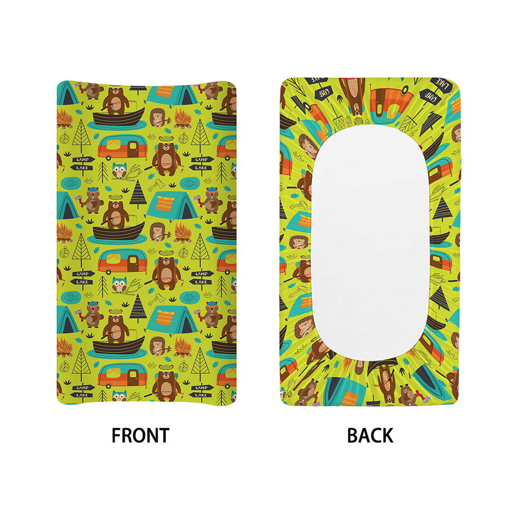 Animal Camping Pattern Print Changing Pad Cover