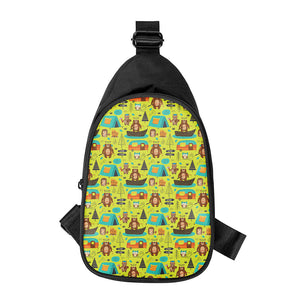 Animal Camping Pattern Print Chest Bag