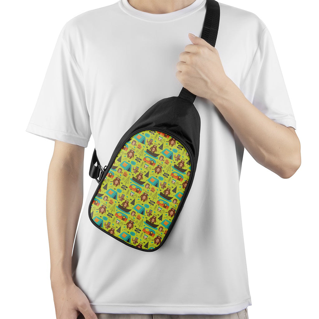 Animal Camping Pattern Print Chest Bag